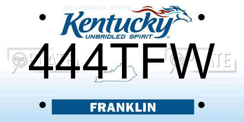 444TFW Kentucky License Plate