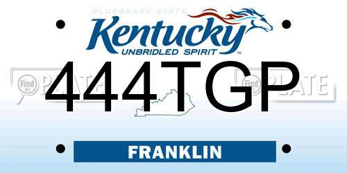 444TGP Kentucky License Plate