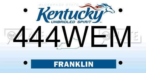 444WEM Kentucky License Plate