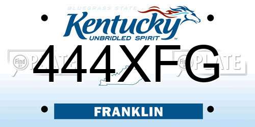 444XFG Kentucky License Plate