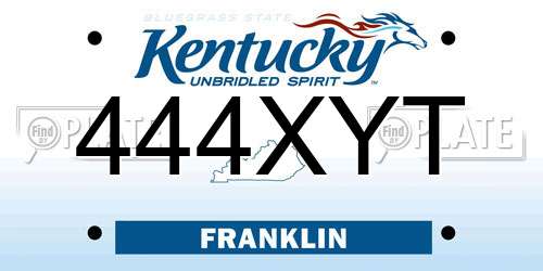 444XYT Kentucky License Plate