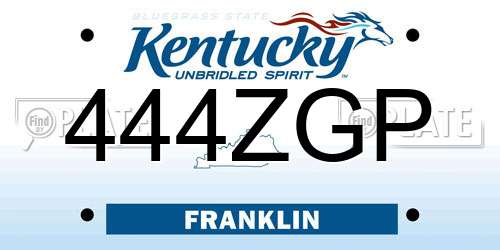 444ZGP Kentucky License Plate