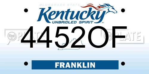 4452OF Kentucky License Plate