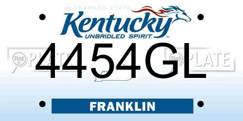 4454GL Kentucky License Plate