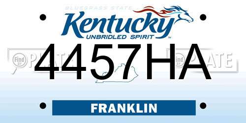 4457HA Kentucky License Plate