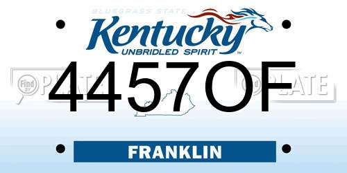4457OF Kentucky License Plate