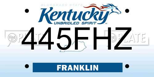 445FHZ Kentucky License Plate