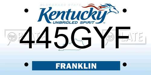 445GYF Kentucky License Plate