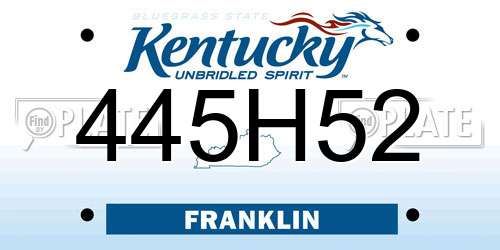 445H52 Kentucky License Plate