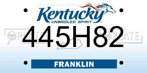 445H82 Kentucky License Plate