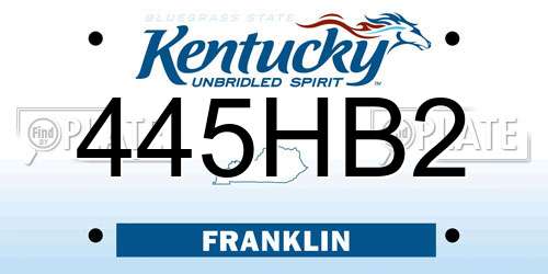445HB2 Kentucky License Plate