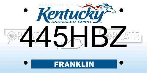 445HBZ Kentucky License Plate