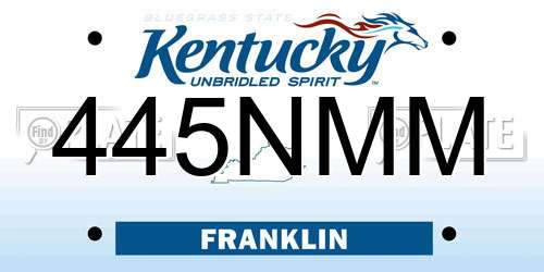 445NMM Kentucky License Plate