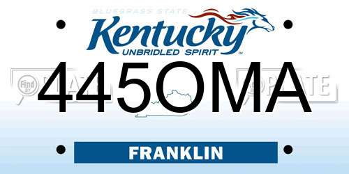 445OMA Kentucky License Plate