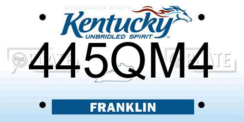 445QM4 Kentucky License Plate