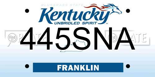 445SNA Kentucky License Plate