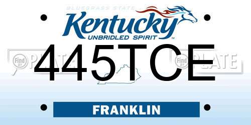445TCE Kentucky License Plate