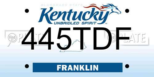 445TDF Kentucky License Plate
