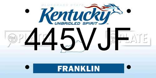 445VJF Kentucky License Plate
