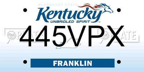 445VPX Kentucky License Plate