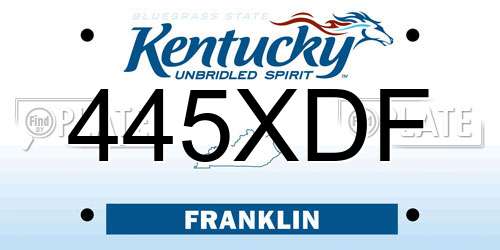445XDF Kentucky License Plate
