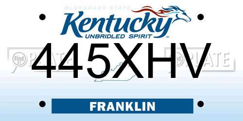 445XHV Kentucky License Plate