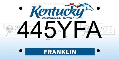 445YFA Kentucky License Plate