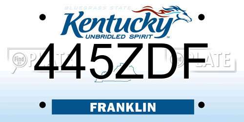 445ZDF Kentucky License Plate