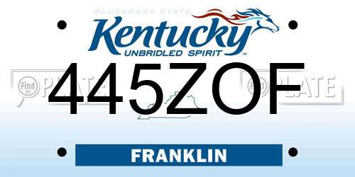445ZOF Kentucky License Plate