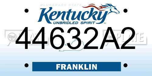 44632A2 Kentucky License Plate