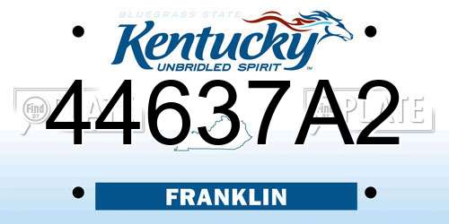 44637A2 Kentucky License Plate