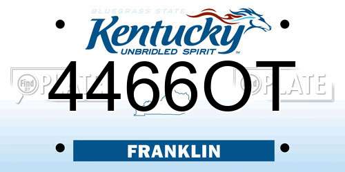 4466OT Kentucky License Plate