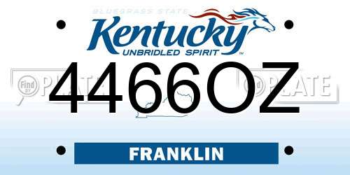 4466OZ Kentucky License Plate