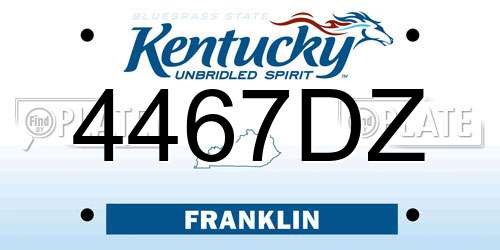 4467DZ Kentucky License Plate