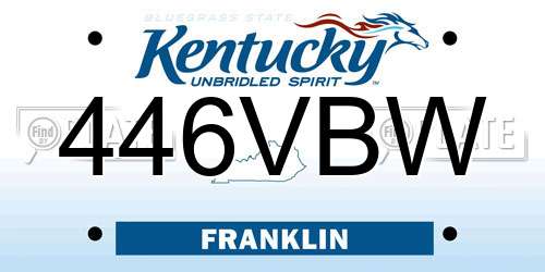 446VBW Kentucky License Plate