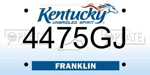 4475GJ Kentucky License Plate