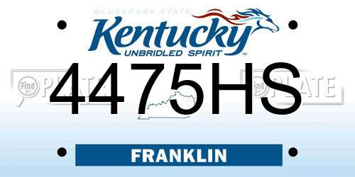 4475HS Kentucky License Plate