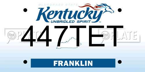 447TET Kentucky License Plate