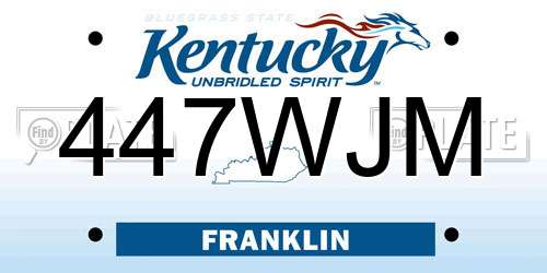 447WJM Kentucky License Plate