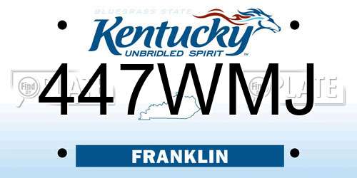 447WMJ Kentucky License Plate