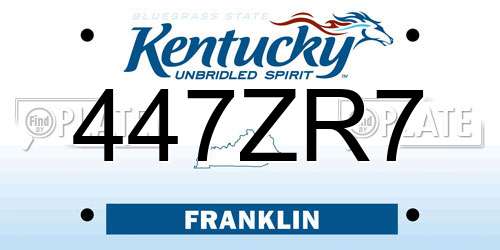 447ZR7 Kentucky License Plate