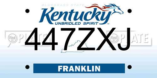 447ZXJ Kentucky License Plate