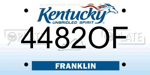 4482OF Kentucky License Plate
