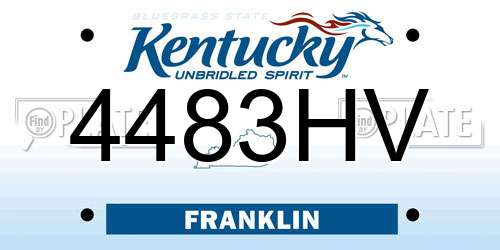 4483HV Kentucky License Plate