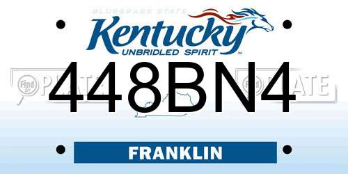 448BN4 Kentucky License Plate