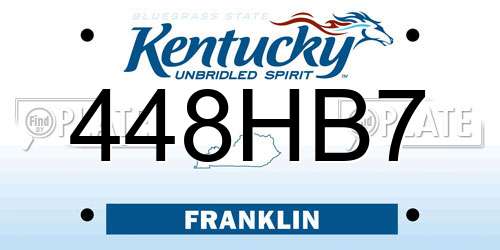 448HB7 Kentucky License Plate