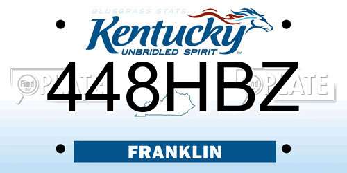 448HBZ Kentucky License Plate
