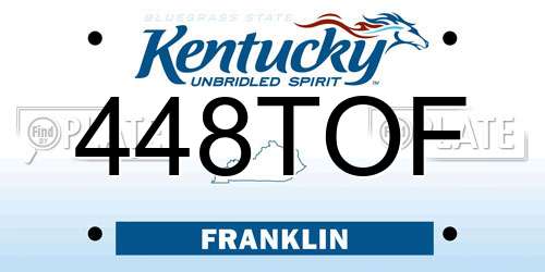 448TOF Kentucky License Plate