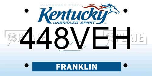 448VEH Kentucky License Plate