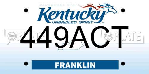 449ACT Kentucky License Plate
